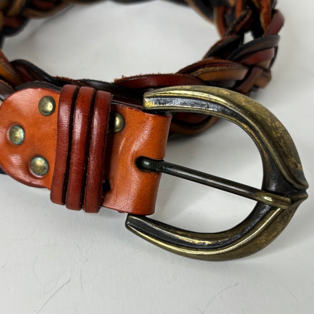 Vintage Braided Multicolor Women's Leather Belt Size S Made in Italy Hippie Boho - Picture 3 of 12